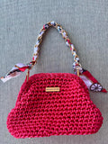 Sac au crochet rouge corail - Riviera avec petite anse - Fait main - Milou & Milette