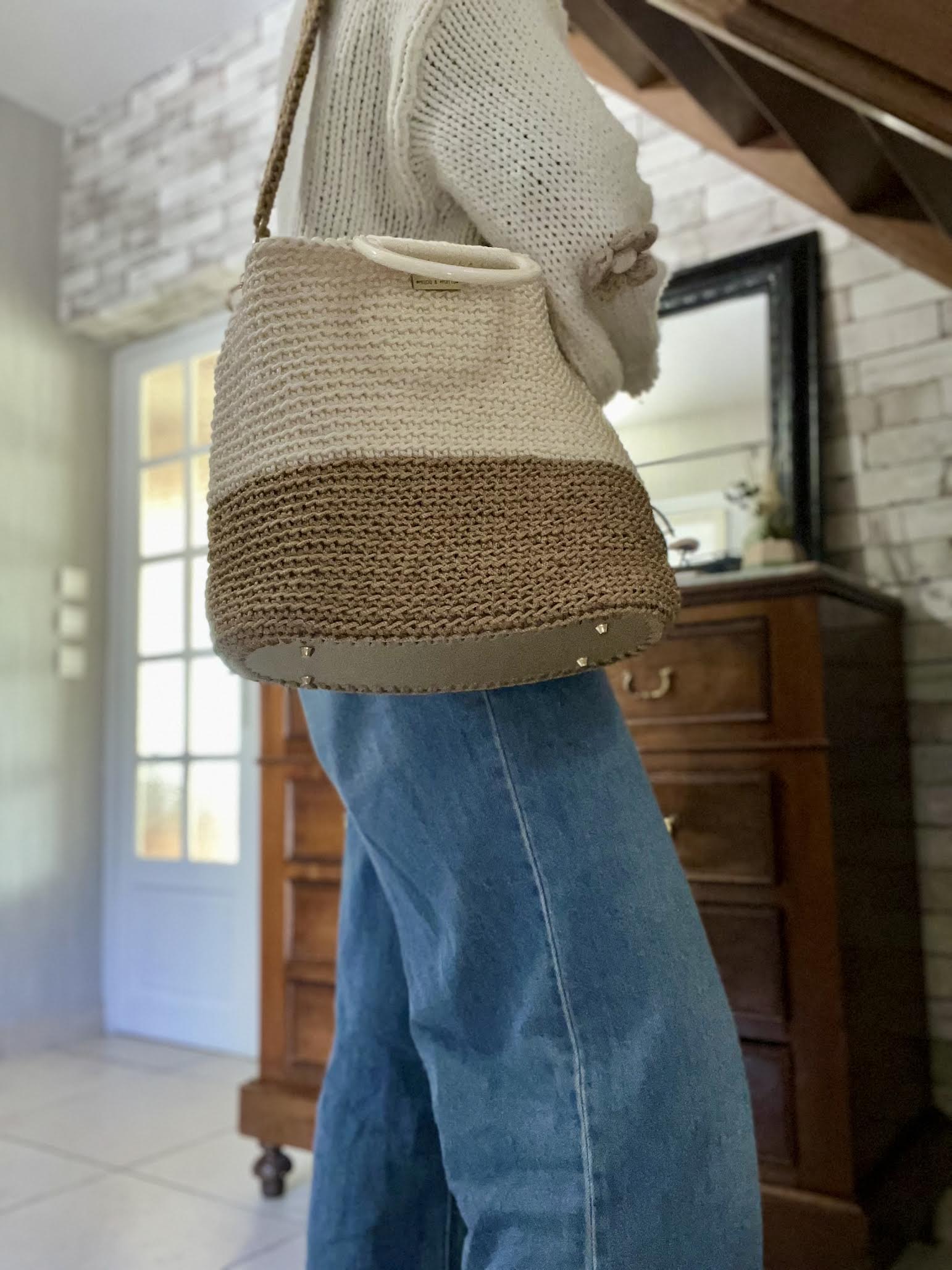 Cabas au crochet - Calanque - Couleur Dune et Sable - Souple