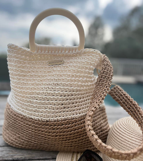 Cabas au crochet - Calanque - Couleur Dune et Sable - Souple