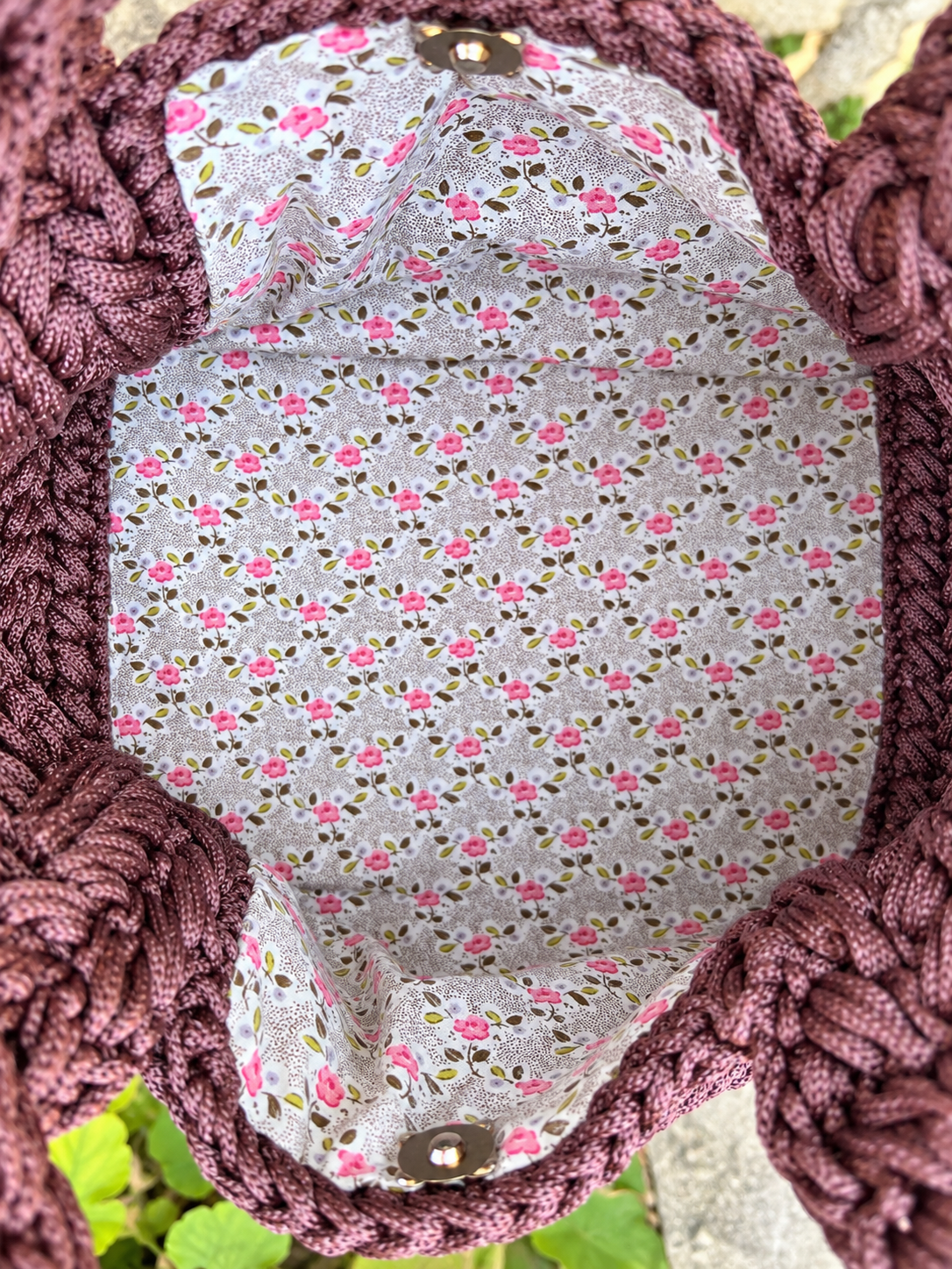 Doublure cousue du sac au crochet Mistral chocolat