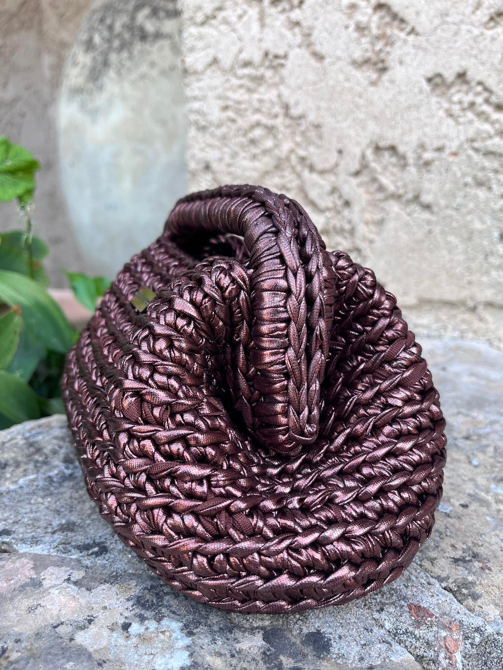 Sac au crochet  Riviera mini bronze  Pièce unique au crochet - Milou & Milette