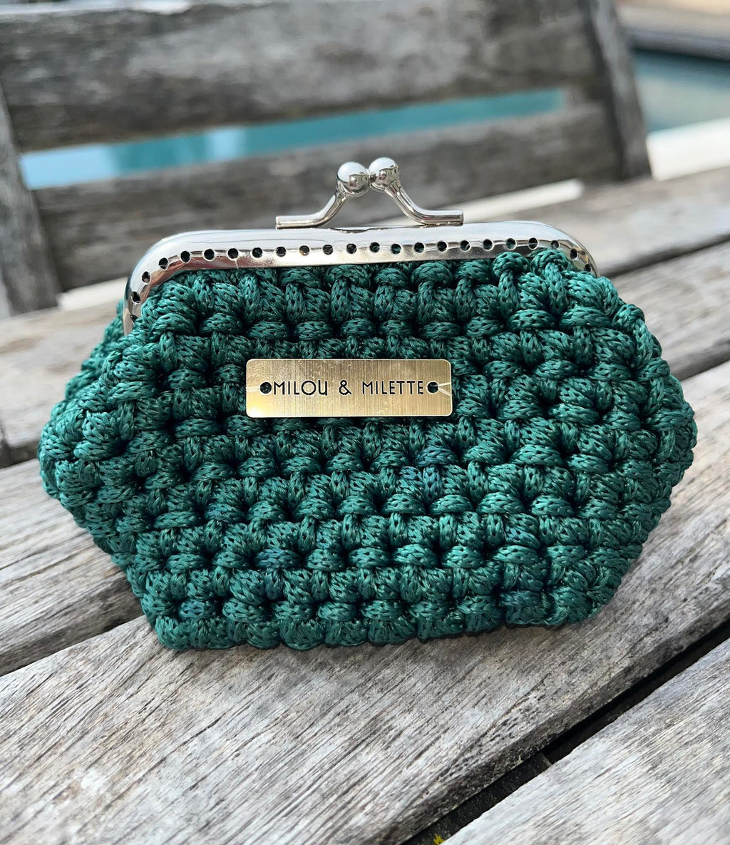 porte monnaie au crochet - vert - pièce unique - cadeau femme - été - Milou et Milette