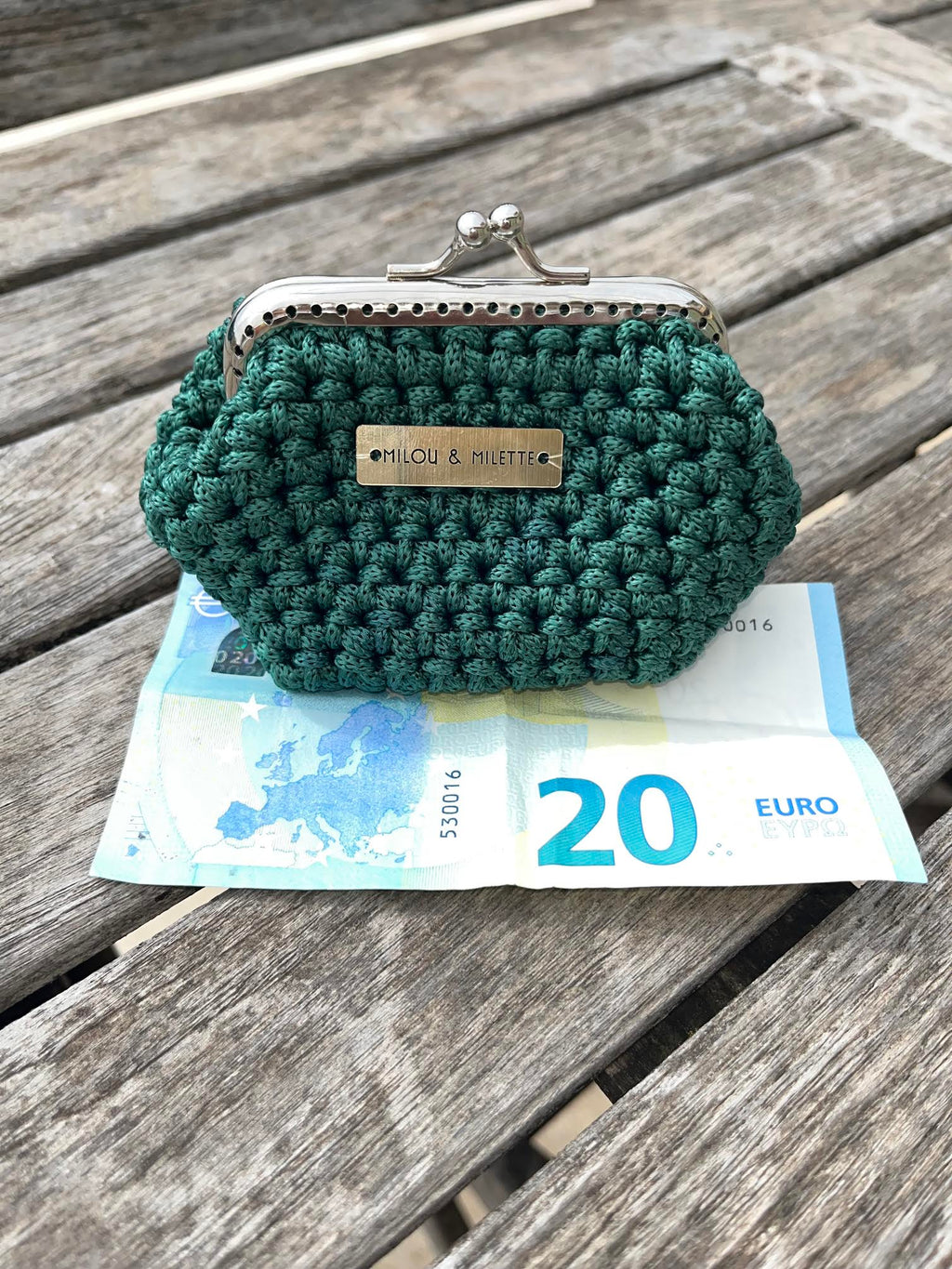 cadeau femme - porte monnaie au crochet - pièce unique - Mini Riviera - Milou et Milette - couleur sable - taille