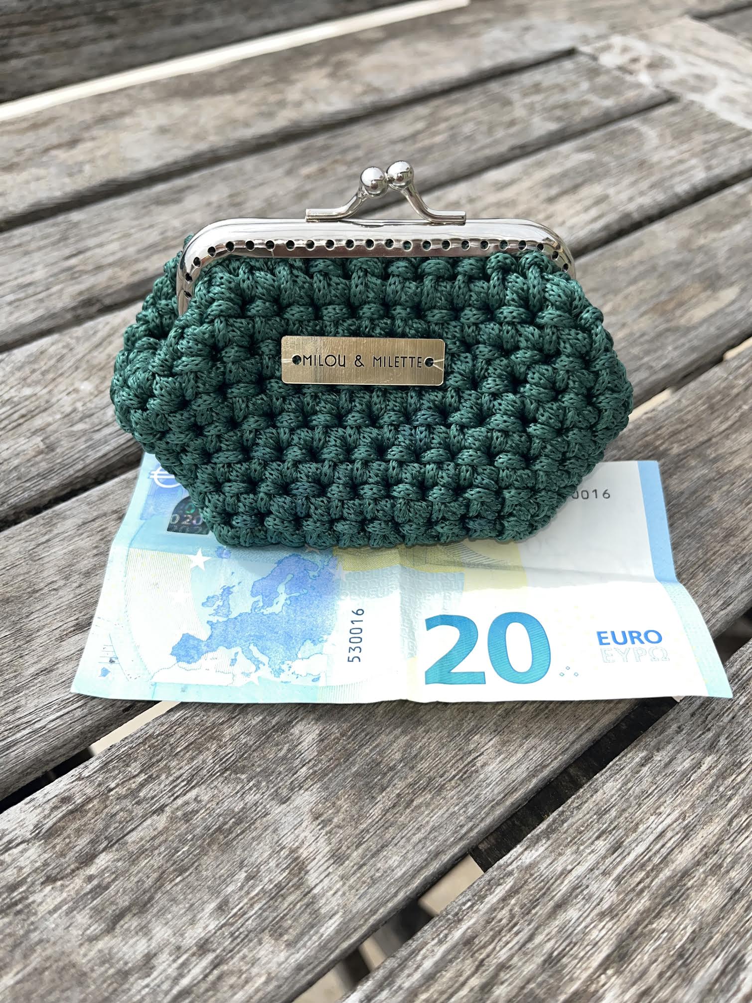 cadeau femme - porte monnaie au crochet - pièce unique - Mini Riviera - Milou et Milette - couleur sable - taille