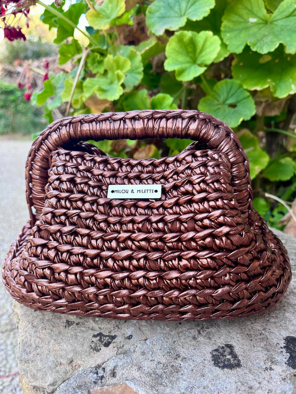 Sac au crochet  Riviera mini bronze  Pièce unique au crochet - Milou & Milette