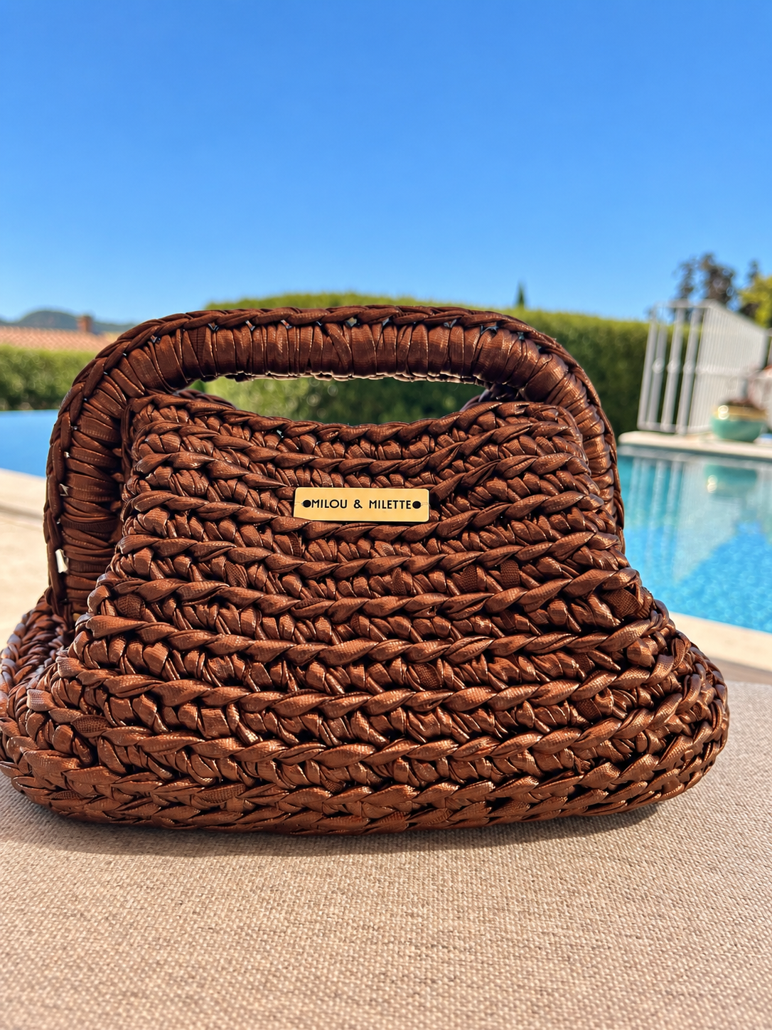 Sac au crochet  Riviera mini bronze  Pièce unique au crochet - Milou & Milette