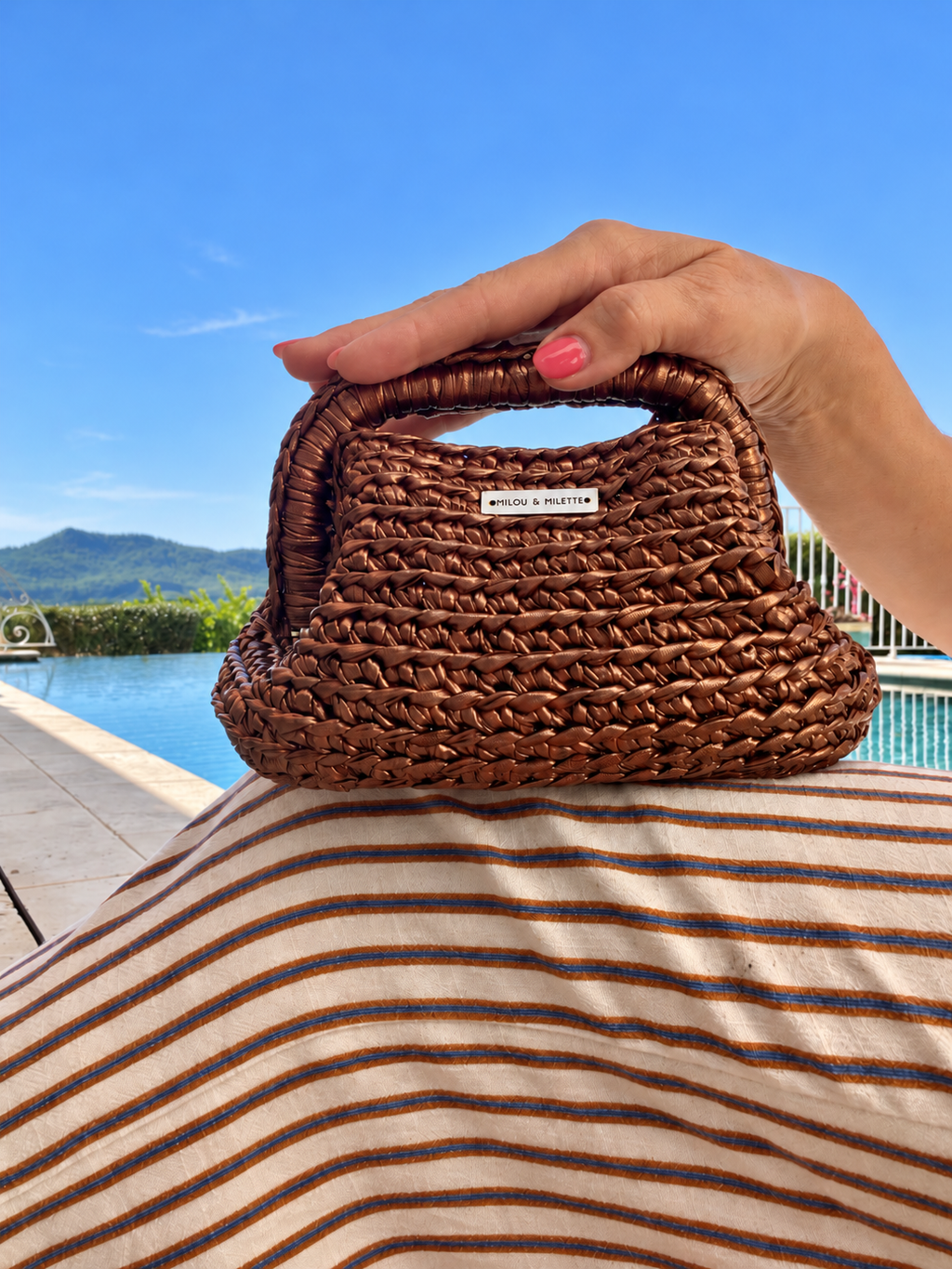 Sac au crochet  Riviera mini bronze  Pièce unique au crochet - Milou & Milette