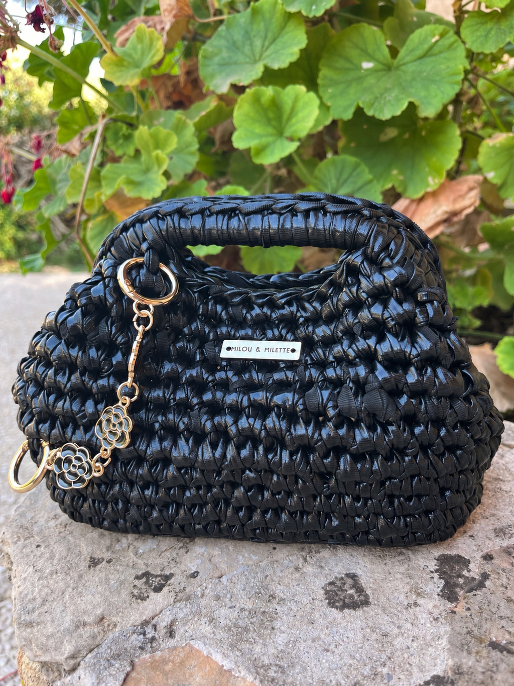 Mini Riviera noir de face Milou & Milette