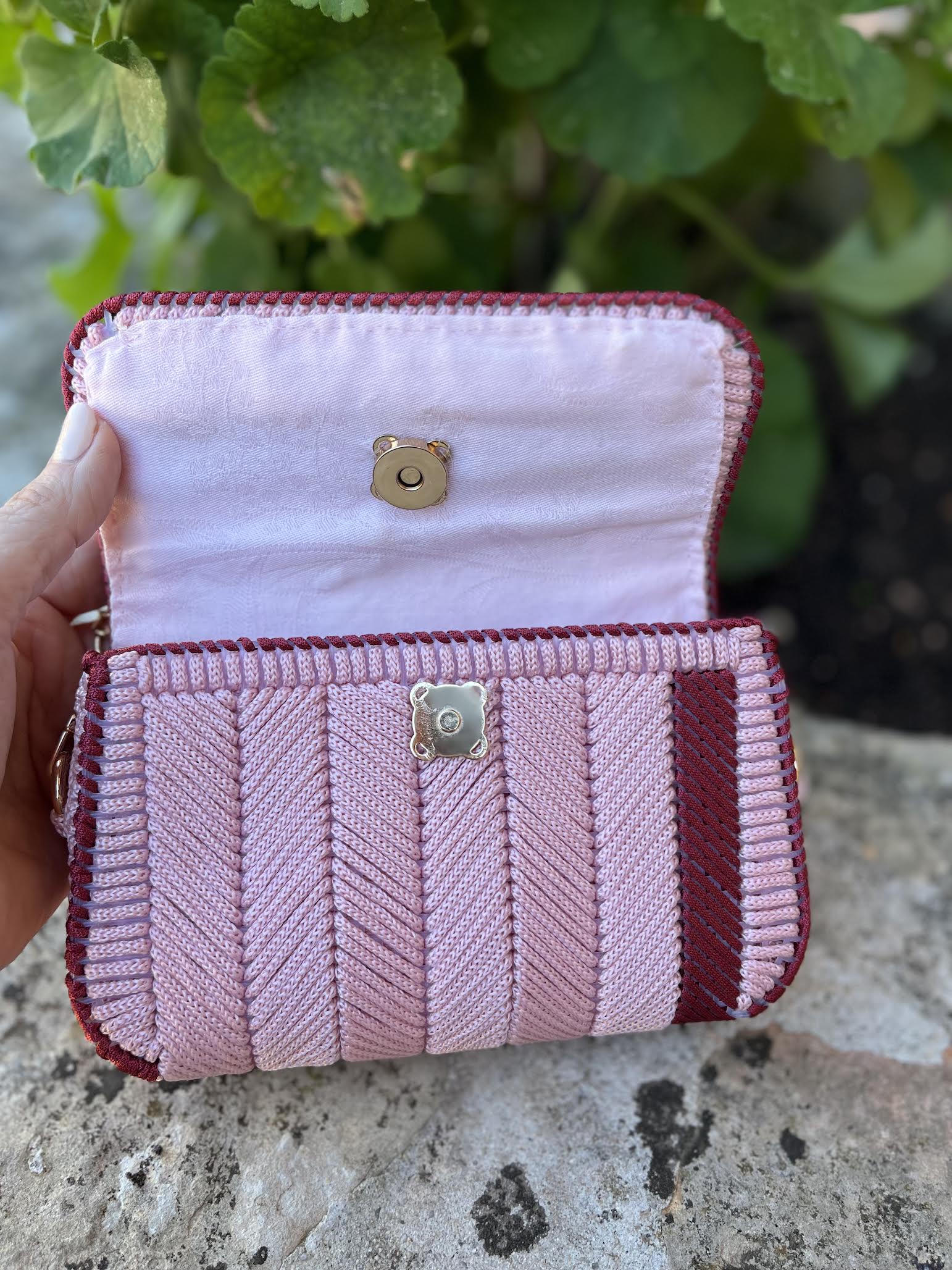 Mini sac canevas - Collection Mistral - Couleur Rose & Grenat - Pièce unique