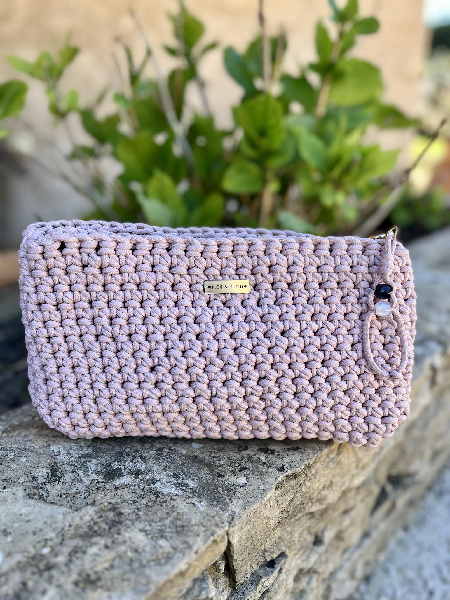 Pochette Mistral - Maille épaisse - Rose poudrée
