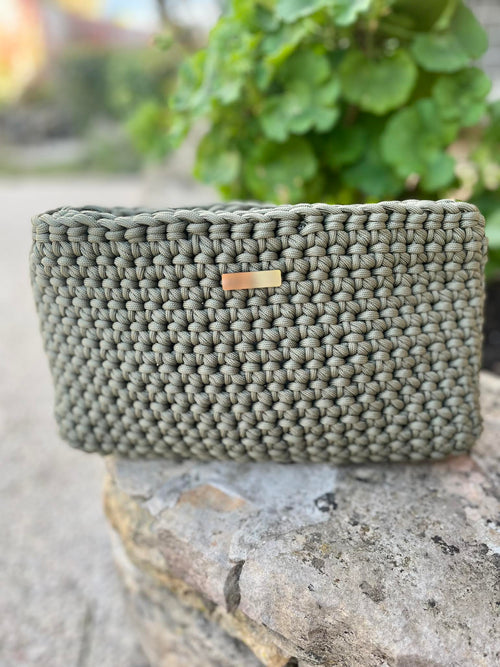 pochette crochet fait main Kaki femme - pochette bohème Mistral - Milou et Milette