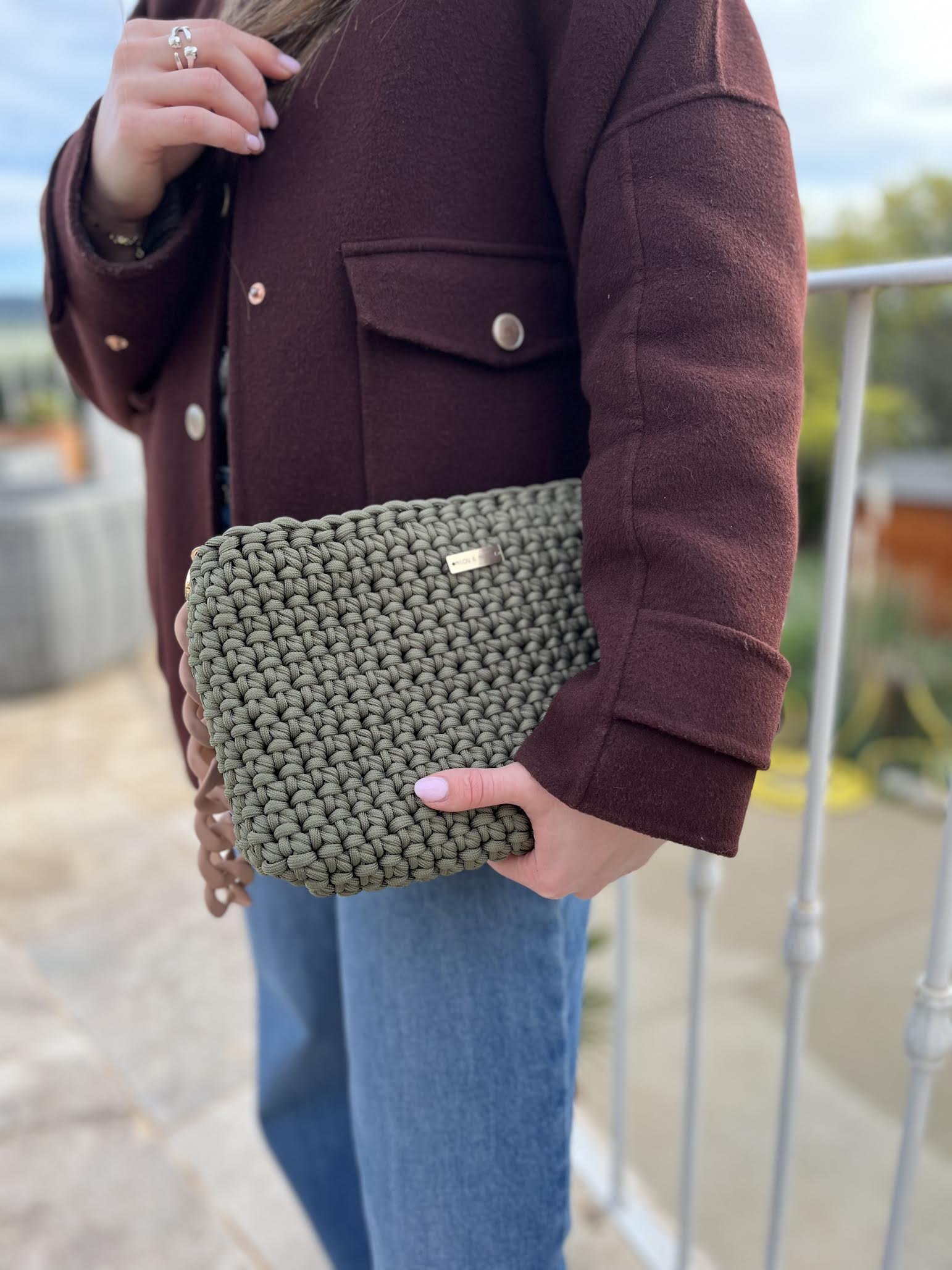 Pochette Mistral - Maille épaisse - Vert Kaki