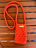 Pochette de téléphone corail soleil couchant - Crochetée à la main - Milou & Milette