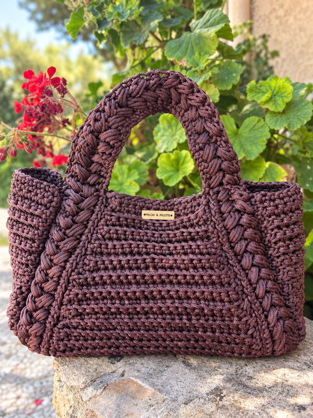Sac mistral chocolat doublure fleurie