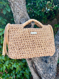 Sac Mistral sable et doré avec poignées et franges