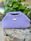 Sac Parme avec poignées intégrées entièrement crocheté à la main- Milou & Milette de face