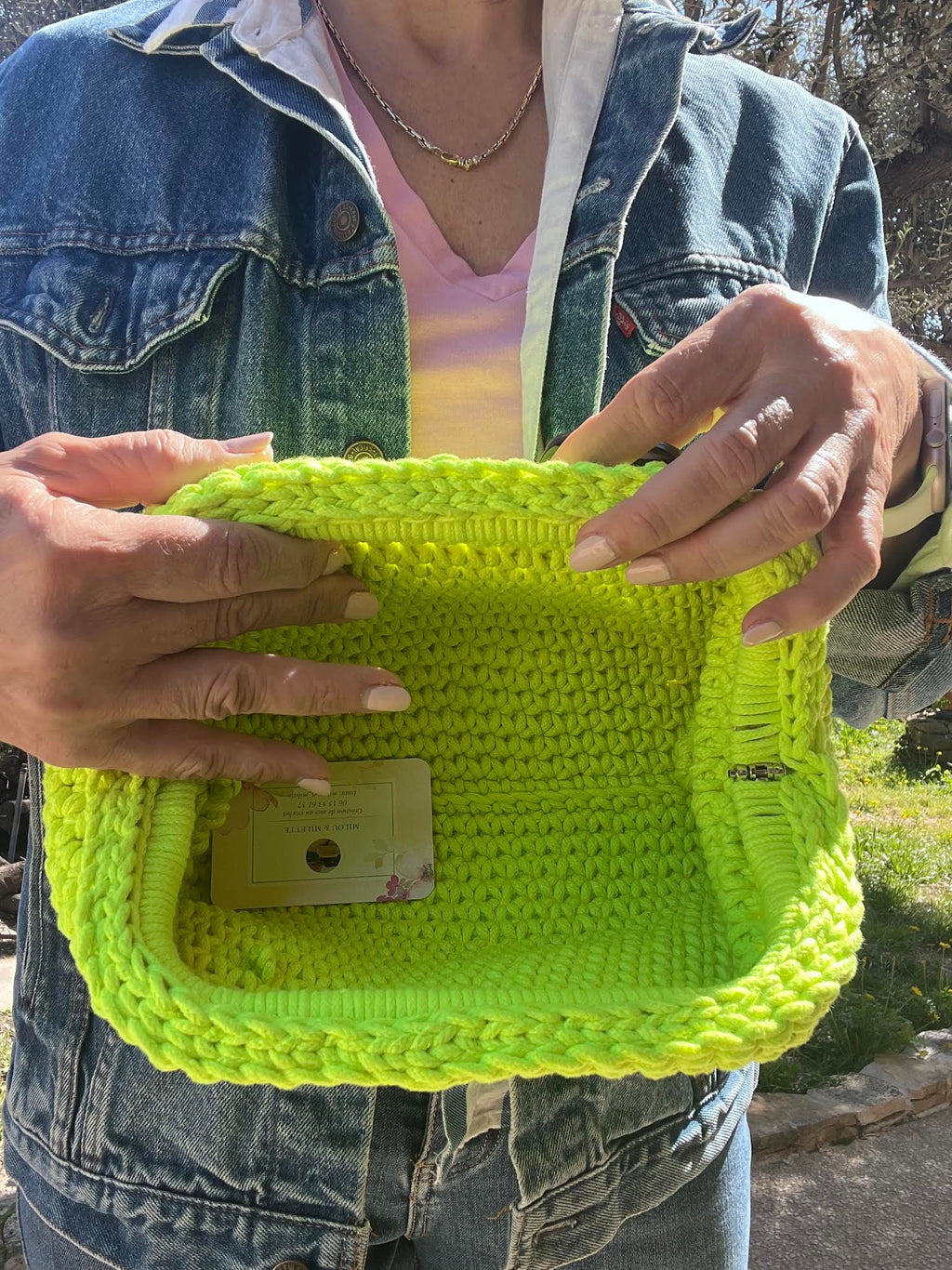 sac crochet fait main jaune néon femme - sac bohème Riviera - Milou et Milette