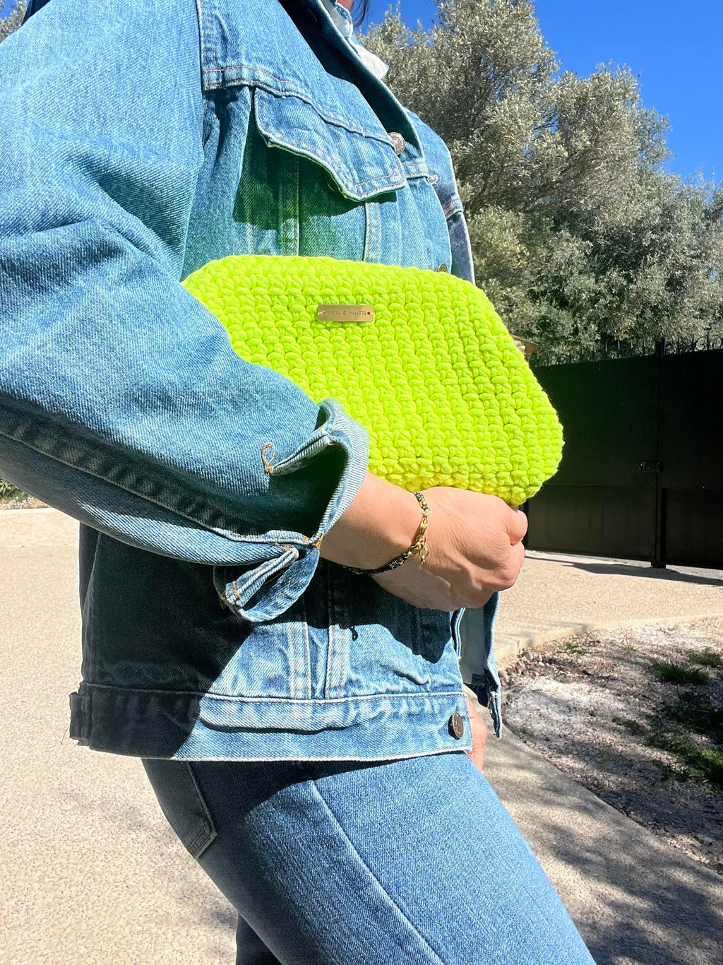 sac crochet fait main jaune néon femme - sac bohème Riviera - Milou et Milette