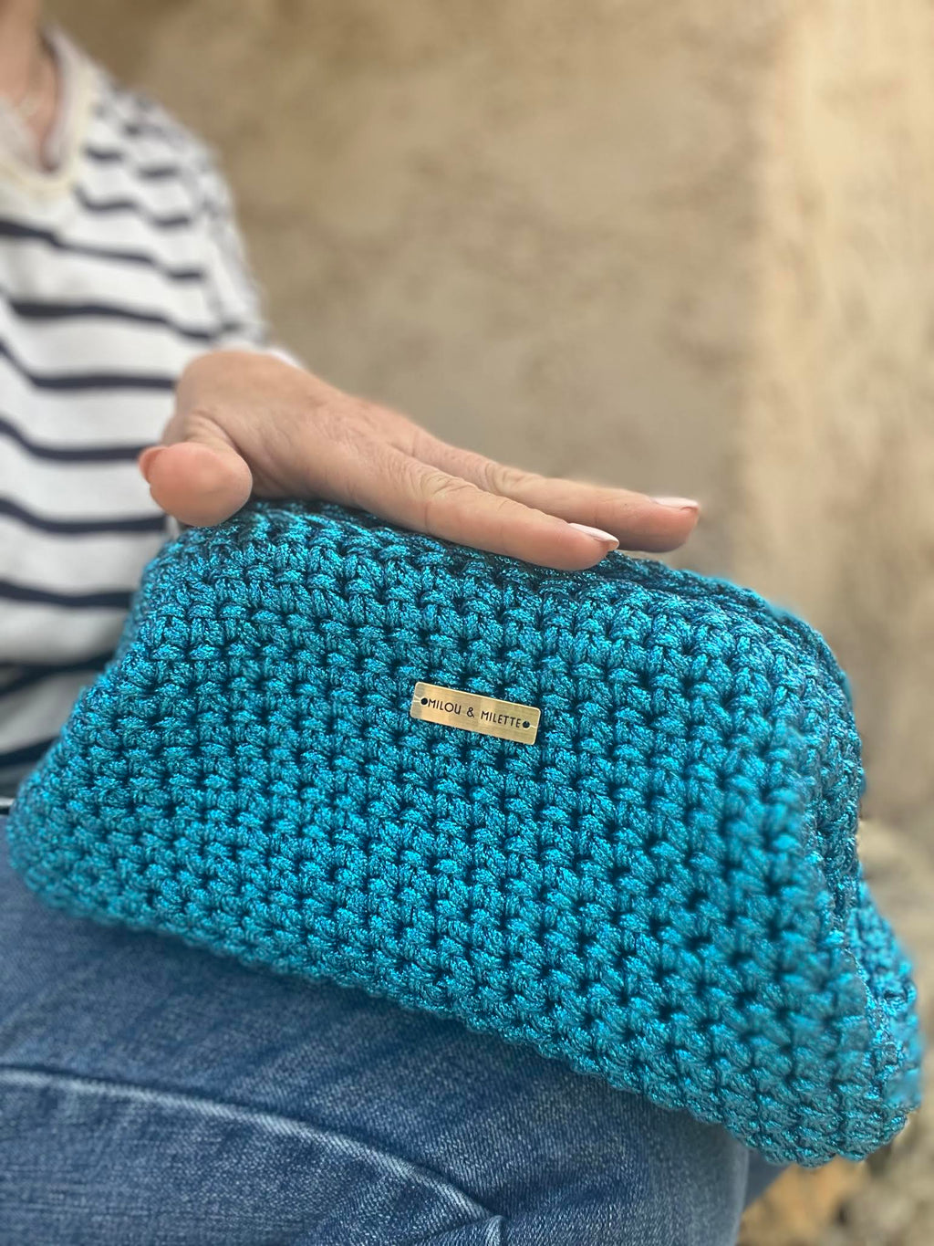 sac crochet fait main bleu électrique femme - sac bohème Riviera - Milou & Milette