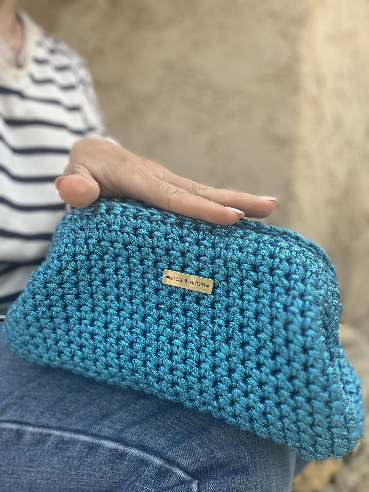 sac crochet fait main bleu électrique femme - sac bohème Riviera - Milou & Milette