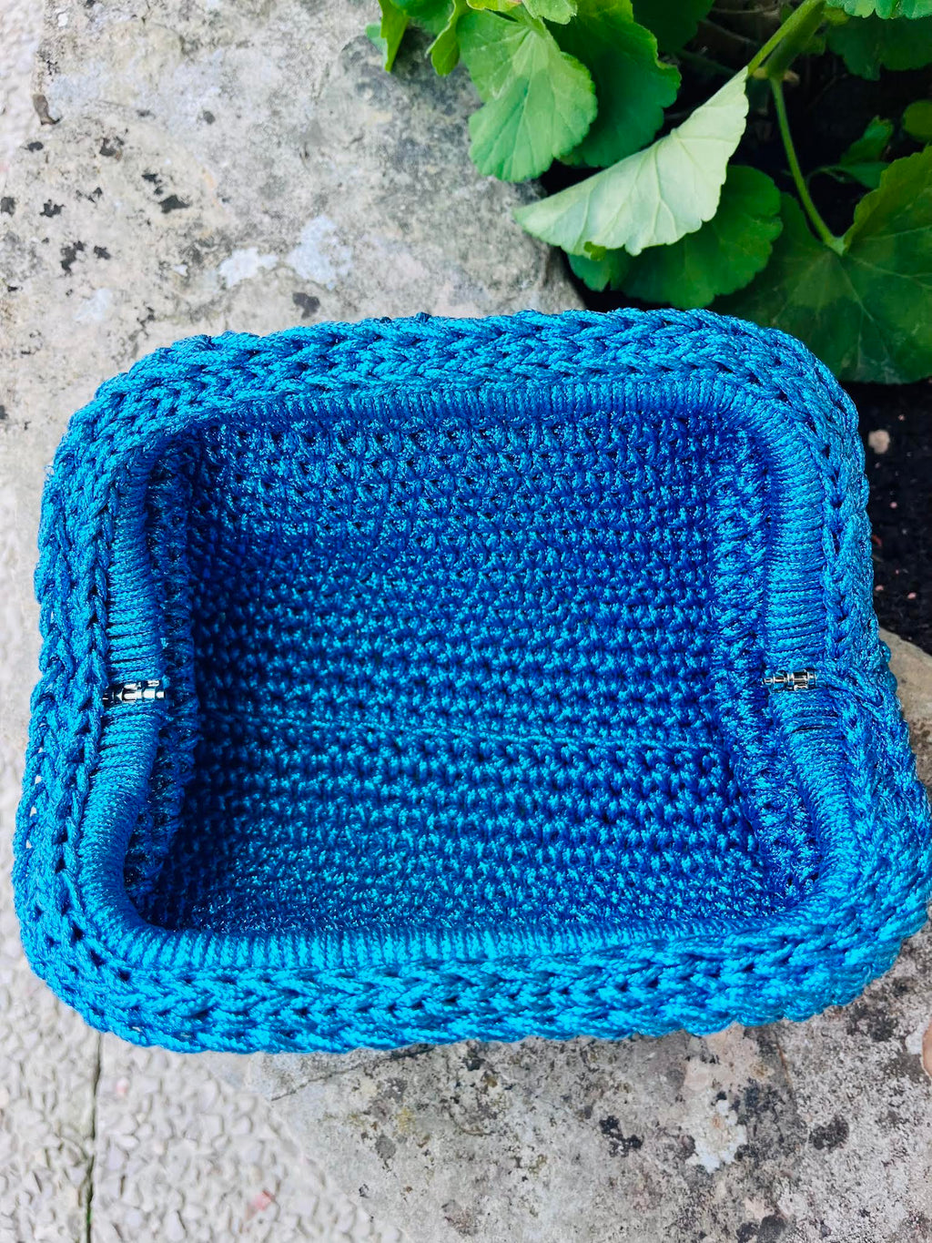 sac crochet fait main bleu électrique femme - sac bohème Riviera - Milou & Milette- intérieur
