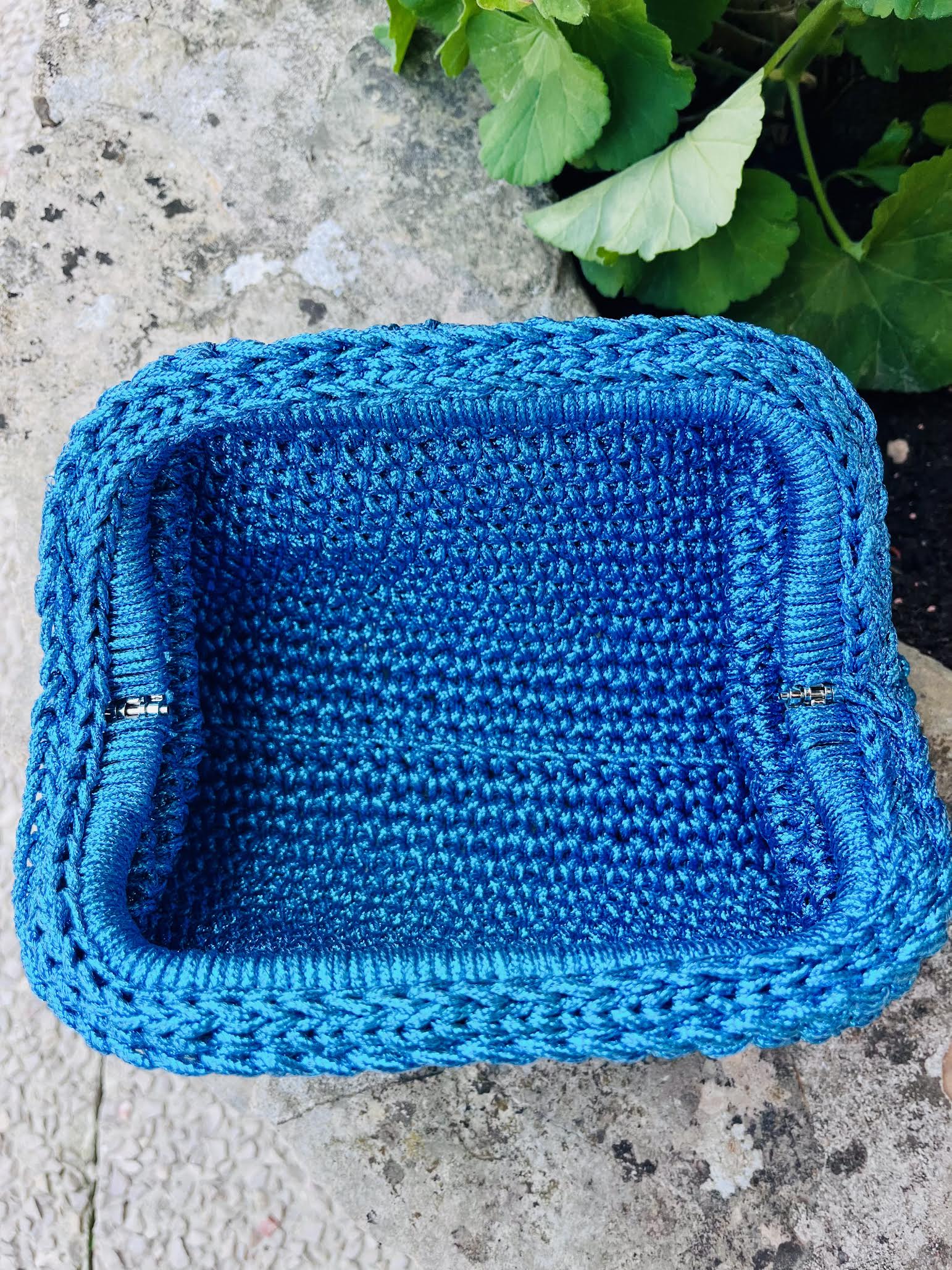 sac crochet fait main bleu électrique femme - sac bohème Riviera - Milou & Milette- intérieur