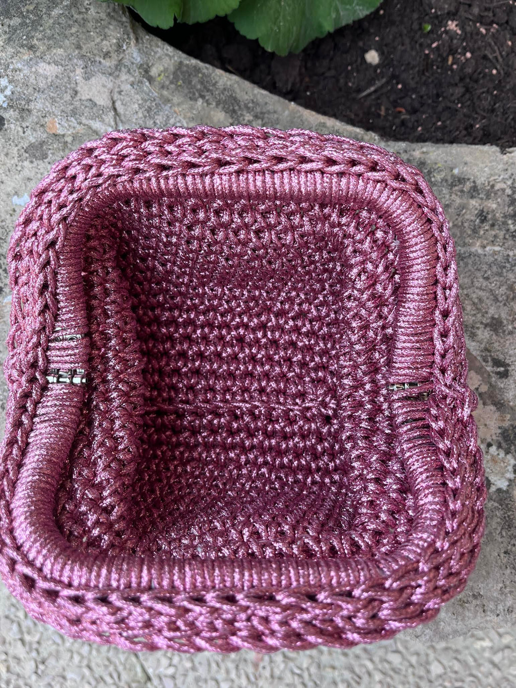 petit sac crochet fait main rose brillant femme - sac bohème Riviera - Milou et Milette- intérieur