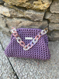 sac crochet femme lavande rosé petit modèle - fait main - Riviera - Pièce unique - Milou et Milette