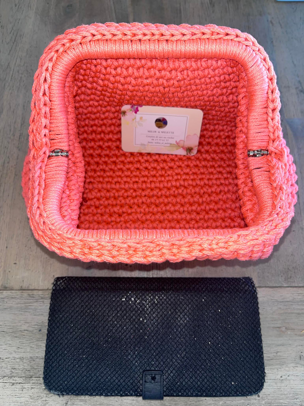 sac crochet fait main corail femme  taille M - sac bohème Riviera été - Pièce unique - Milou et Milette
