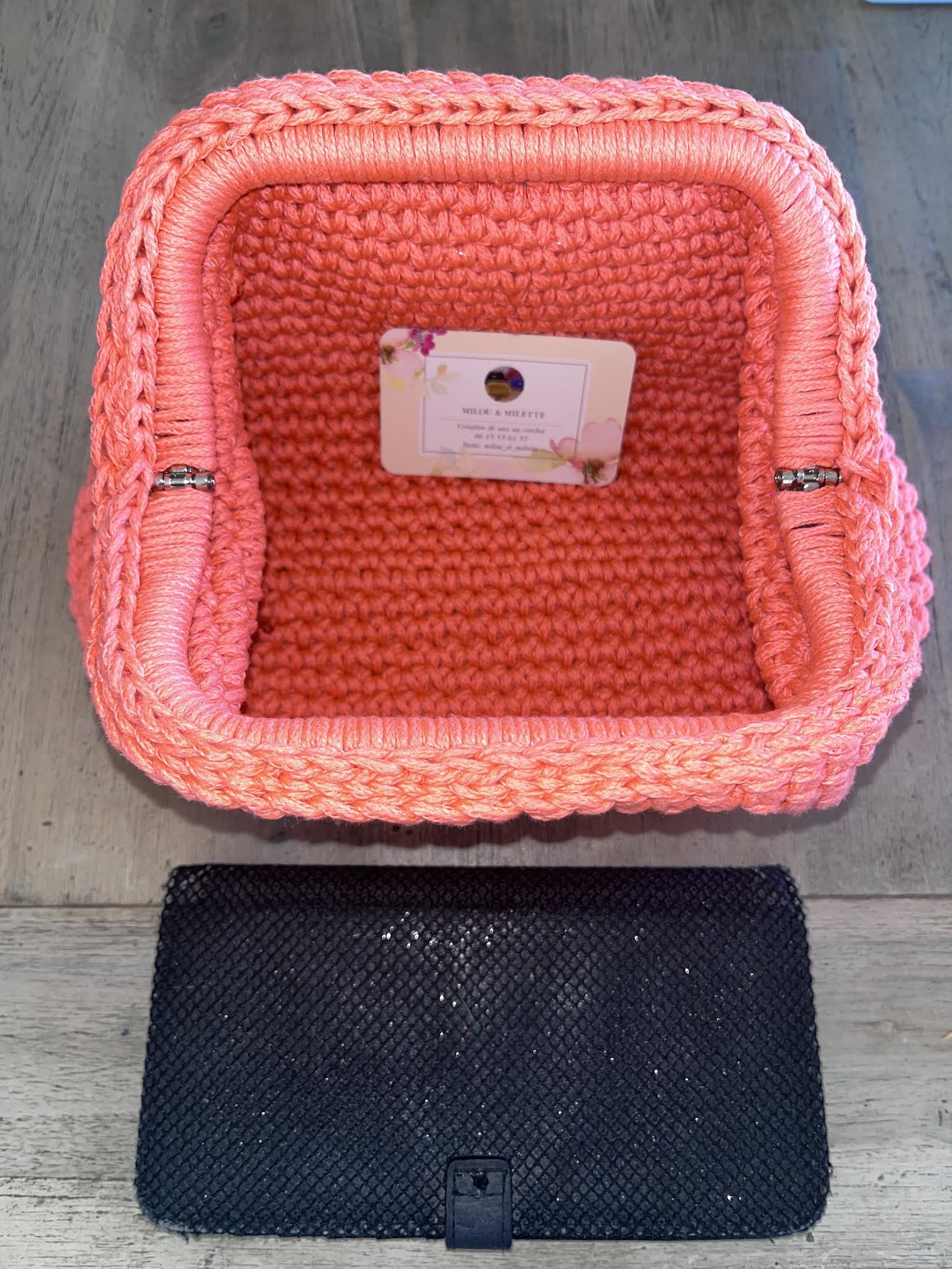 sac crochet fait main corail femme  taille M - sac bohème Riviera été - Pièce unique - Milou et Milette