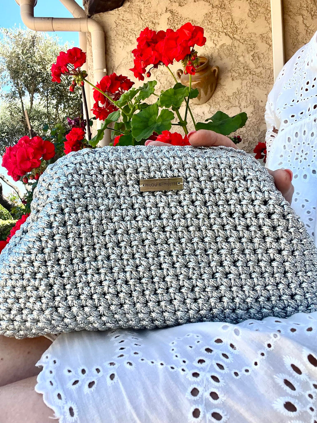 Sac à main argent- Milou & Milette- Crochet - brillant