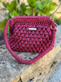 sac crochet fait main grenat femme doublure fleurie - sac bohème Riviera - Milou et Milette