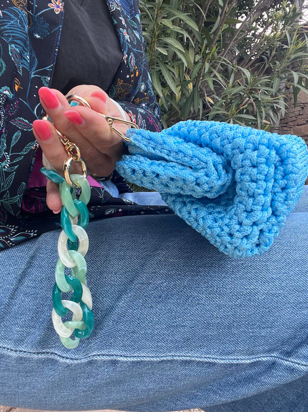 sac crochet femme bleu azur fait main Riviera Provence Milou et Milette