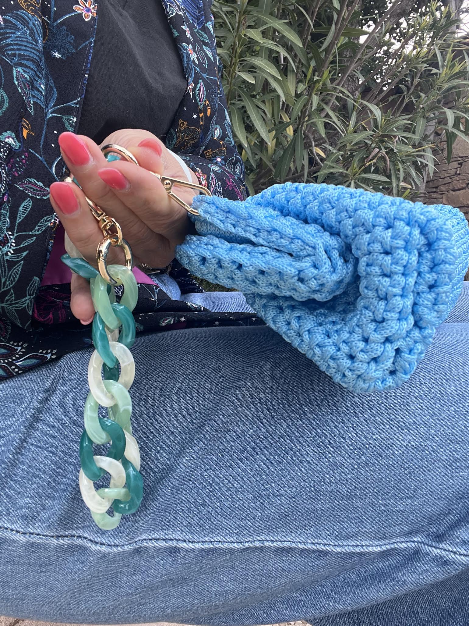 sac crochet femme bleu azur fait main Riviera Provence Milou et Milette