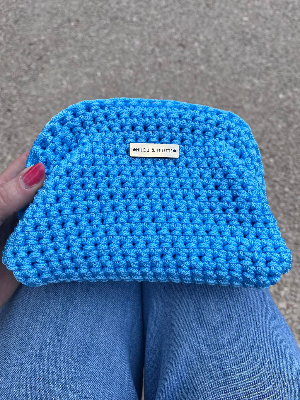 sac crochet femme bleu azur fait main Riviera Provence Milou et Milette