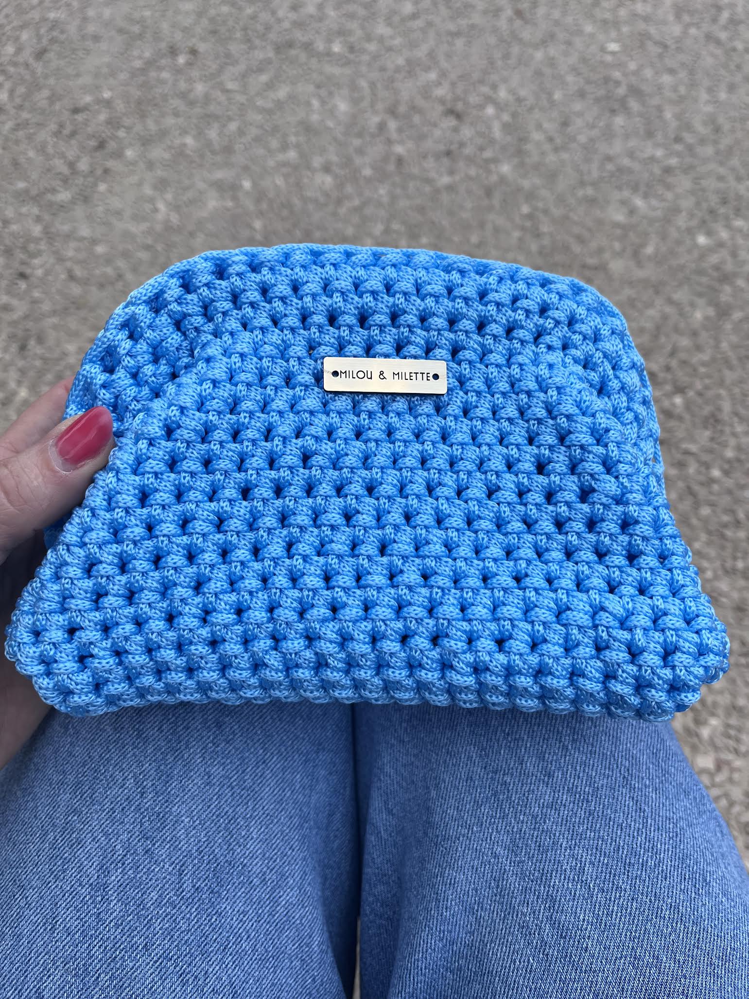 sac crochet femme bleu azur fait main Riviera Provence Milou et Milette