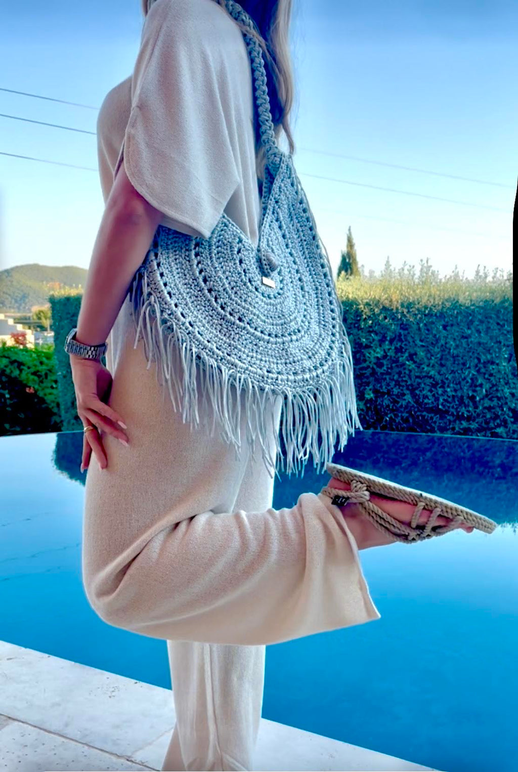 Sac bohème au crochet avec franges- fait main - pièce unique Milou & Milette idéal pour la plage