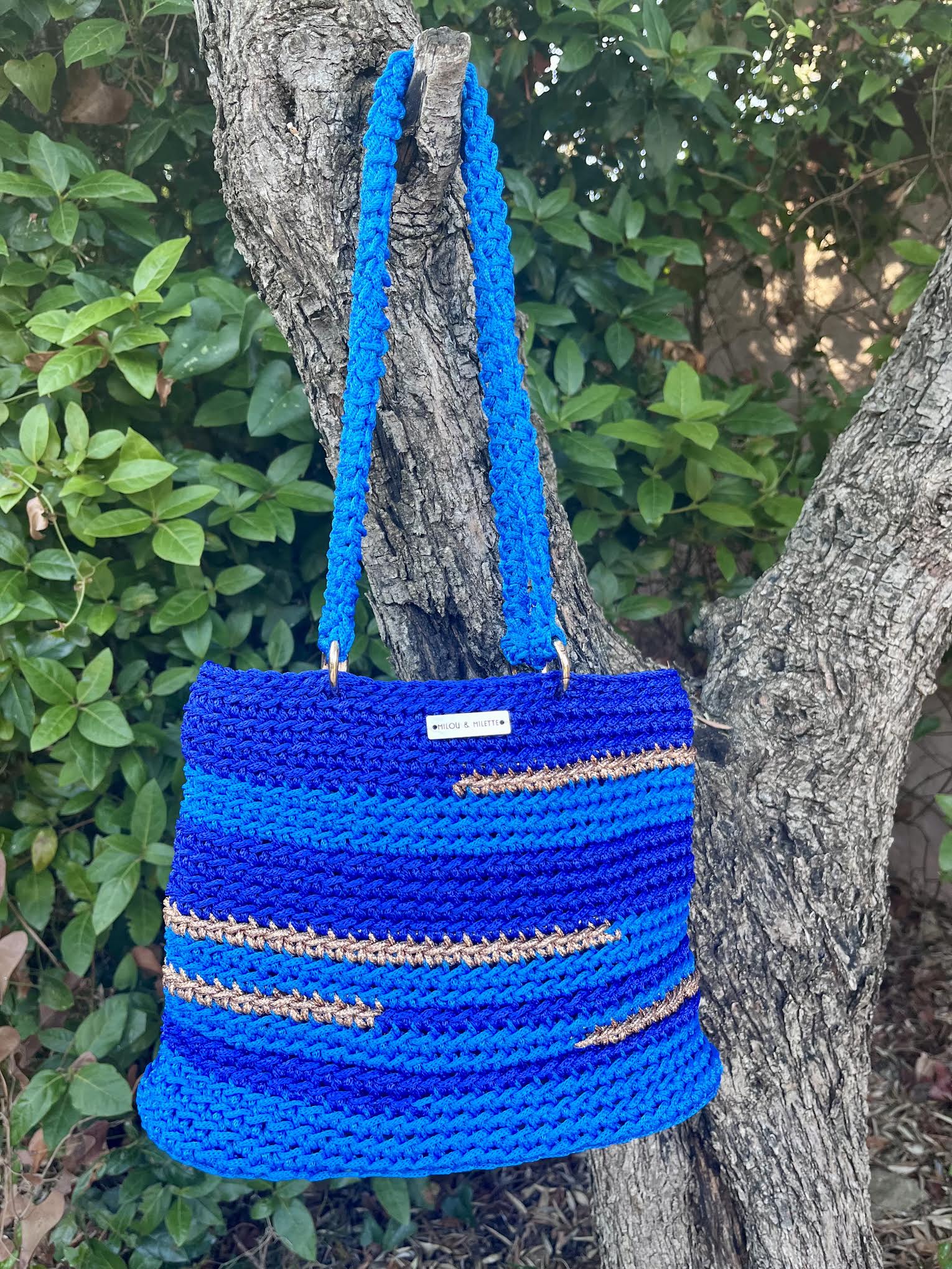 Sac cabas Méditerranée bleu - Crochet fait main - Milou & Milette