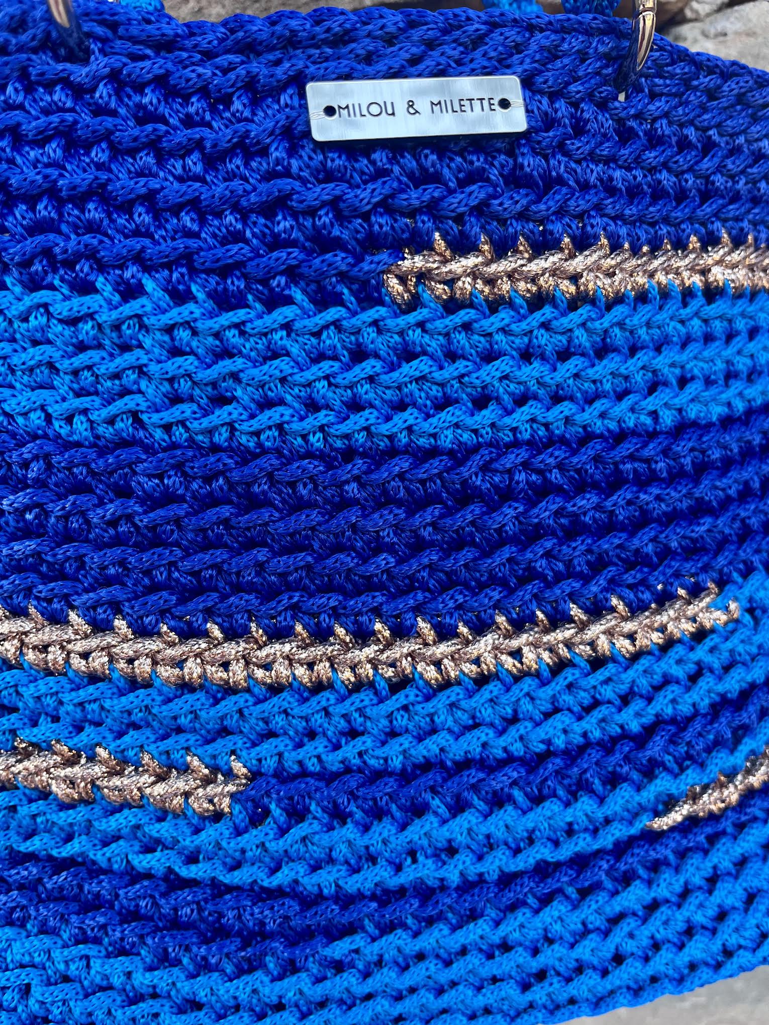 Sac cabas Méditerranée bleu - Crochet fait main - Milou & Milette