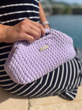 Sac Parme avec poignées entièrement crocheté à la main- Milou & Milette