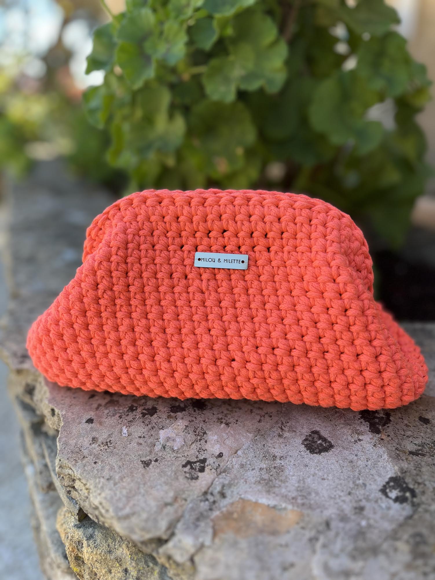 sac crochet fait main corail femme  taille M - sac bohème Riviera été - Pièce unique - Milou et Milette