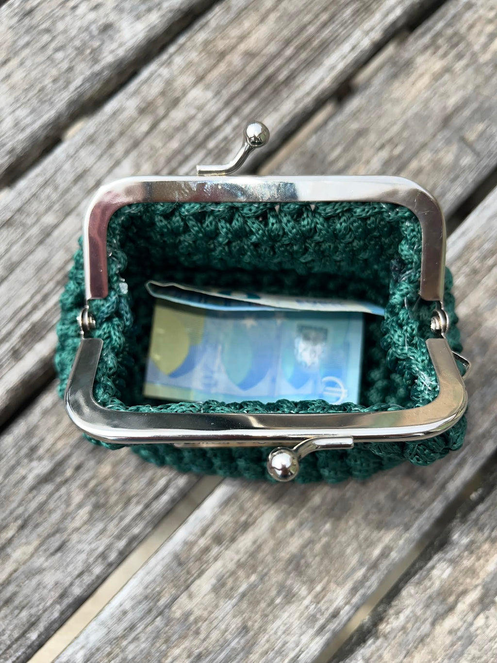 cadeau femme - porte monnaie au crochet - pièce unique - Mini Riviera - Milou et Milette - couleur sable- intérieur