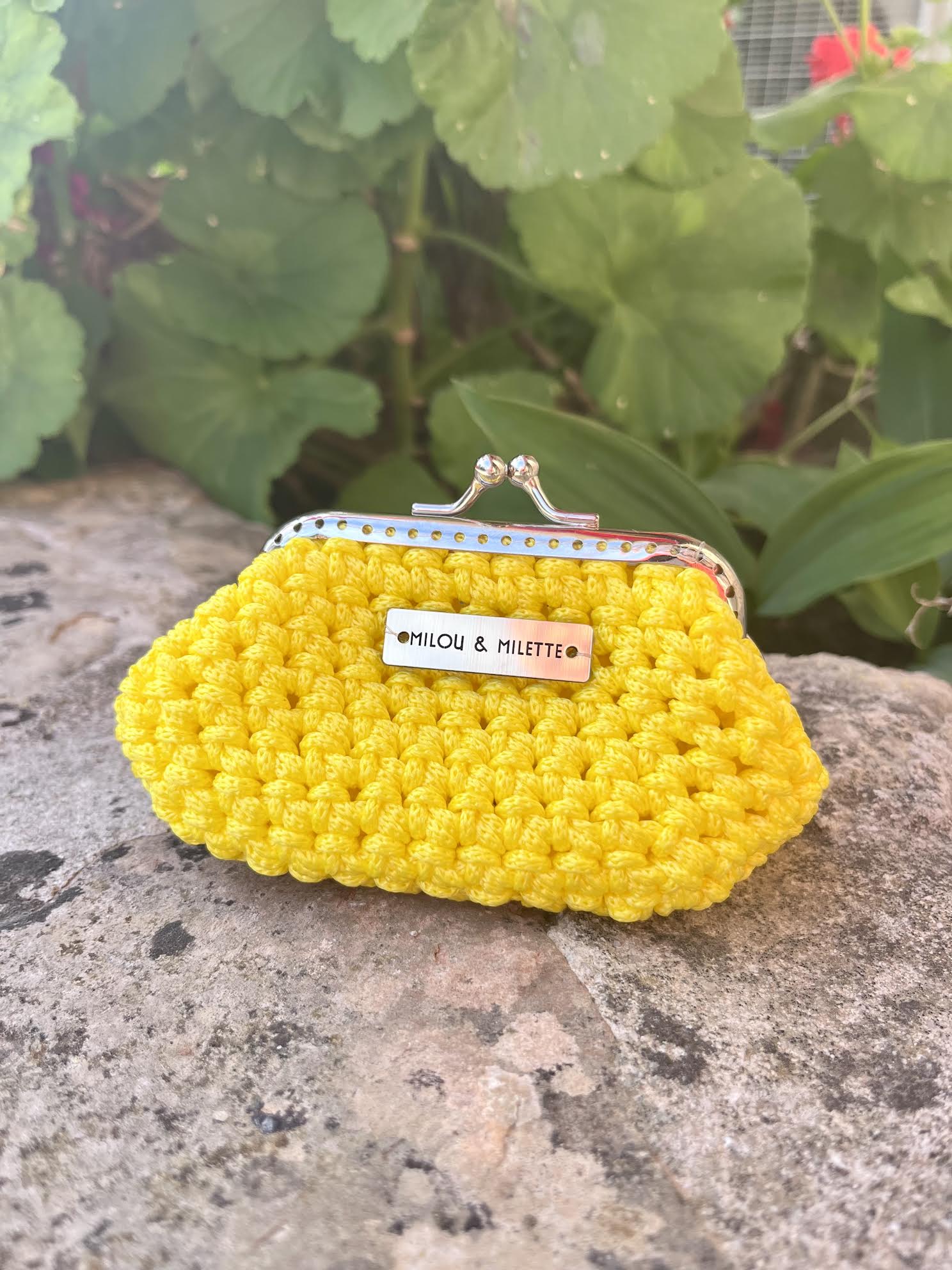 mini Riviera-porte monnaie-jaune canai-crochet-faitmain en Provence
