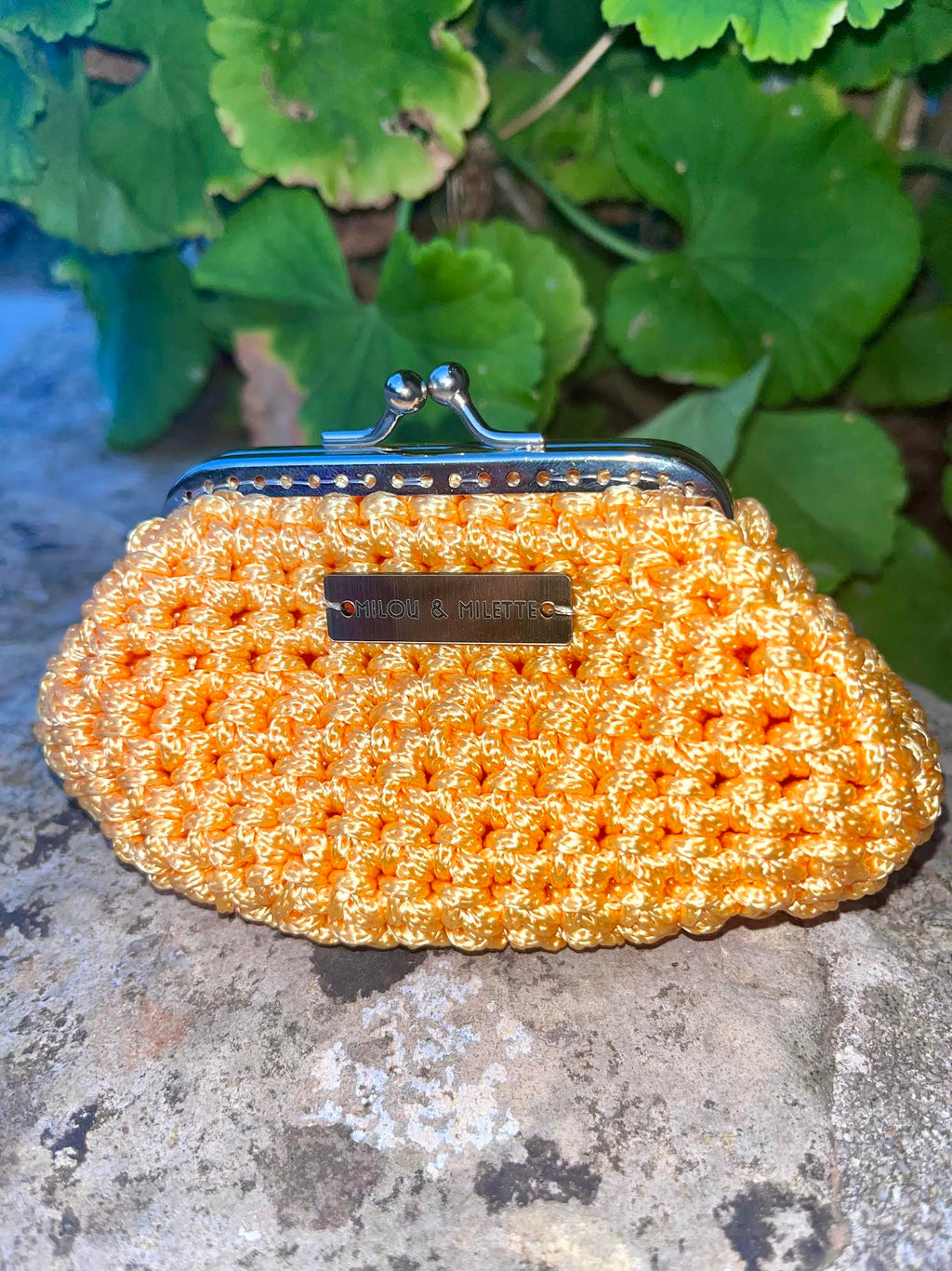 Porte monnaie crocheté à la main - Jaune mandarine - Milou & Milette