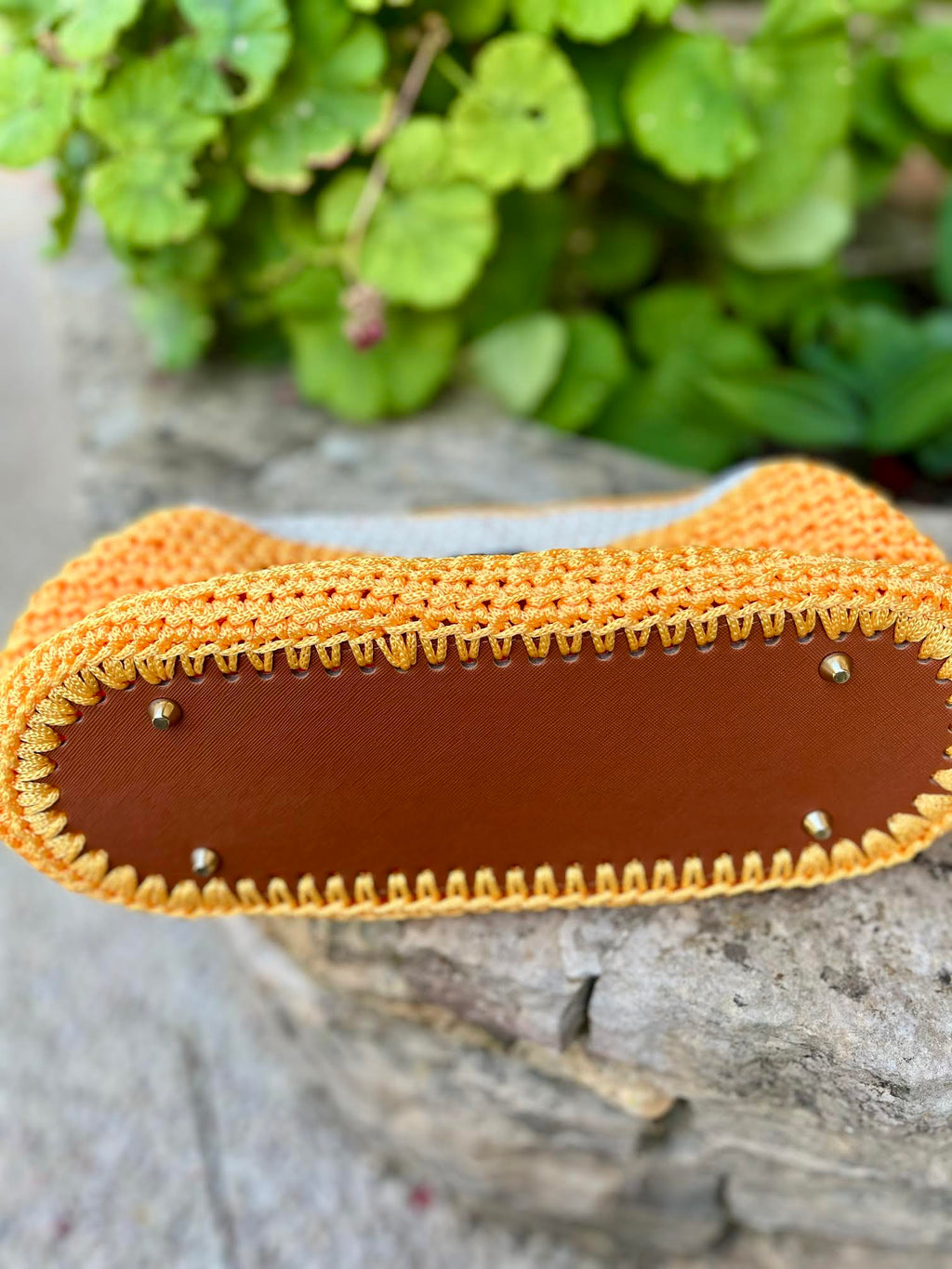 Sac au crochet orange et écru - Riviera - Fait main en France - Milou & Milette