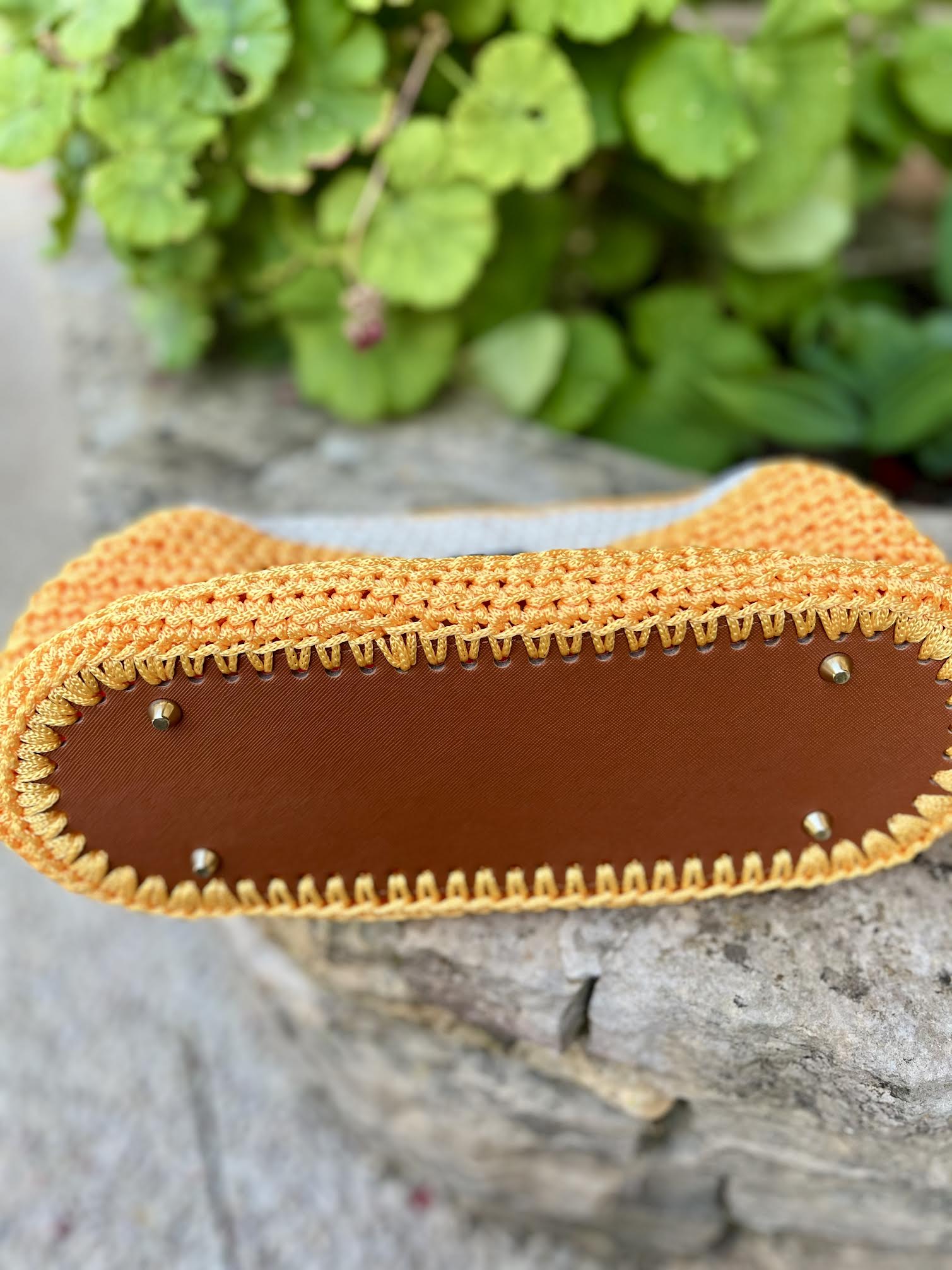 Sac au crochet orange et écru - Riviera - Fait main en France - Milou & Milette