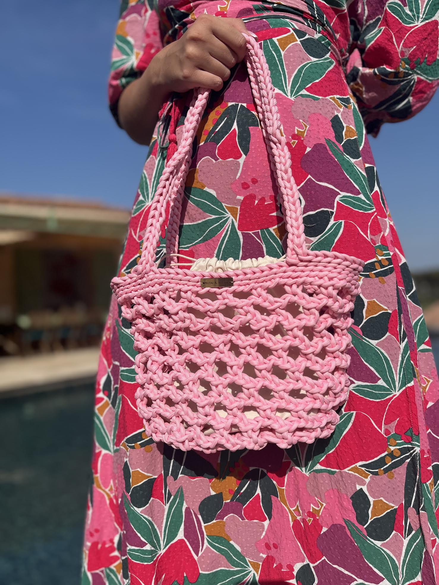 Sac cabas rose dragée