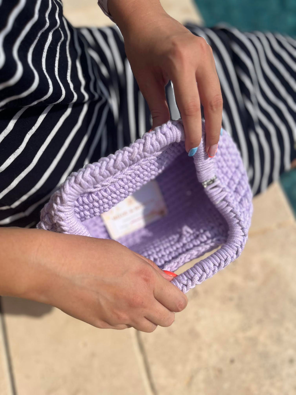 Sac Parme avec poignées entièrement crocheté à la main- Milou & Milette